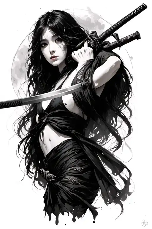 Pale Skin Girl With Katana