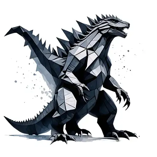 Watercolor Origami Godzilla