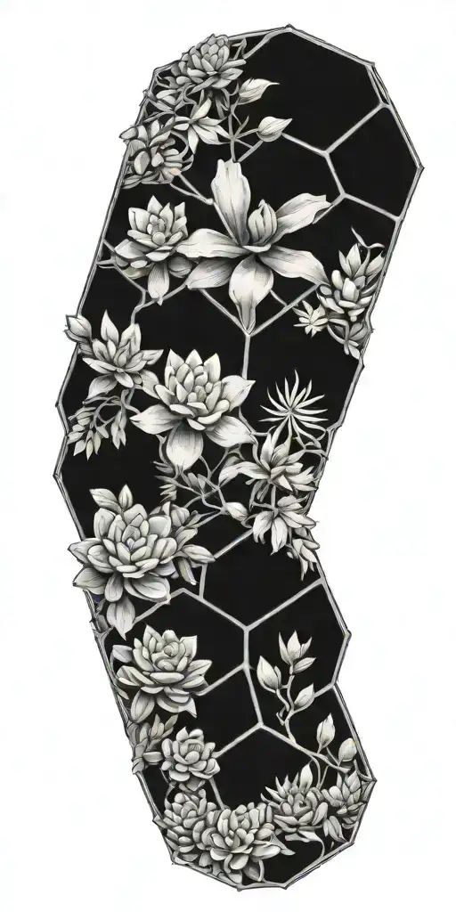 Viney Plants And Succulents Growing In Hexagons