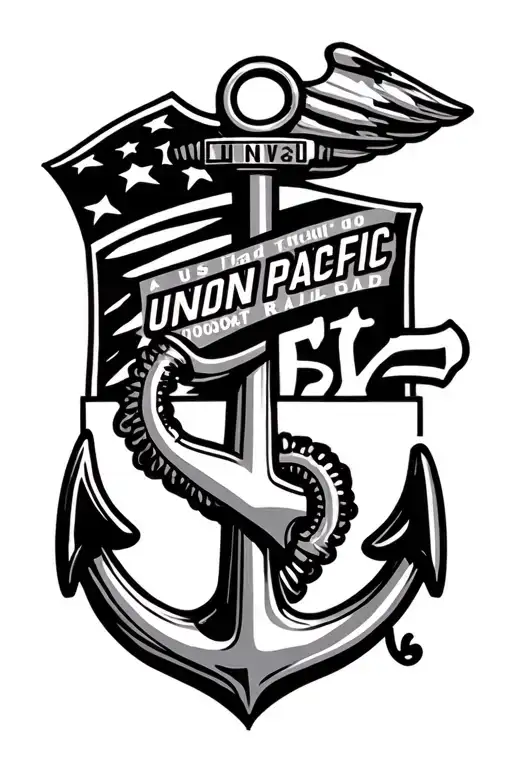 Us Navy Anchor And Union Pacific Railroad Shield Staring