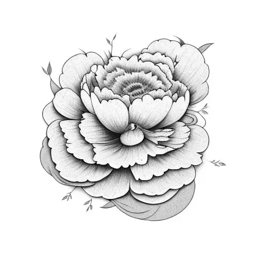 Hip Tattoo With A Peony With Leaves Going Up My Side And Down My Thigh