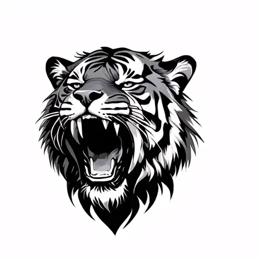 Tiger Roaring Lion's Head