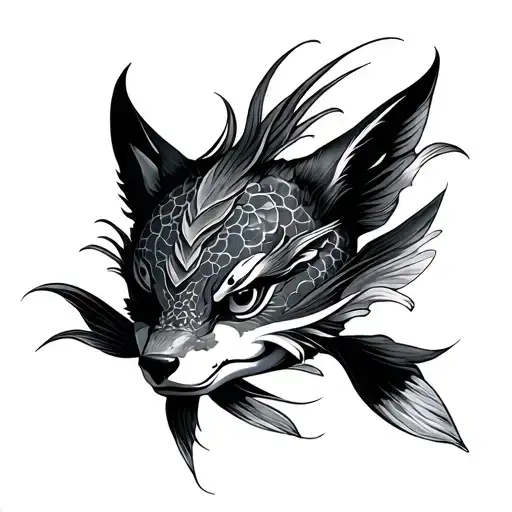 Kitsune Mask And Koi Fish