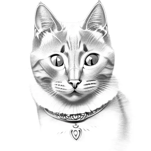 Cat Face With Lotus Covering Left Eye