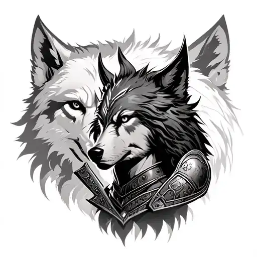 Warrior With Armor And Wolf In The Background