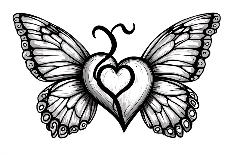 Heart Monitor Line With A Semicolon Surrounded By Butterfly Wings In The Middle