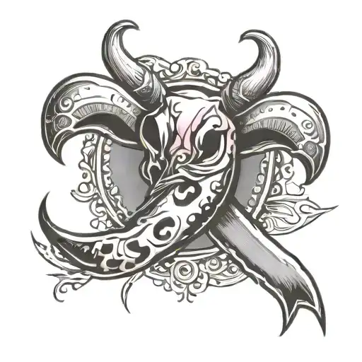 Cow Horn Breast Cancer Ribbon