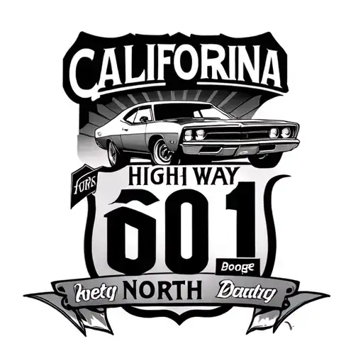 Dodge Demon Logo And California High Way 101 North Sign