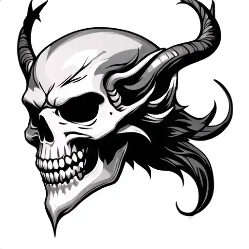 Oni Mask With Skull In The Back Of The Mask