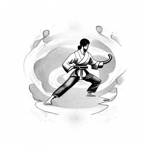 Martial Arts Fight Scene With Music Notes As Energy Waves