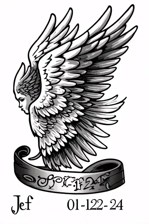 Angels Wings With The Name Jeff And The Date 01-12-24