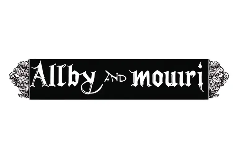 Tatoo Design With Name Alby And Mouri Forearm Band