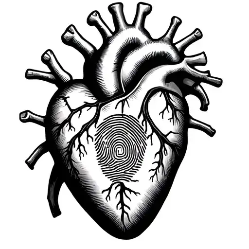 Anatomical Heart With A Fingerprint And Hope Symbol Inside