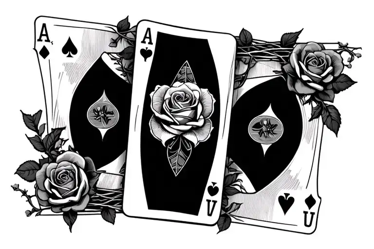 Ace Of Spaces Card With Roses Hanging From Web