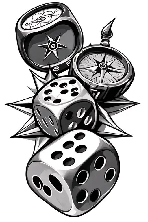 Playing Cars And Dice And Compass