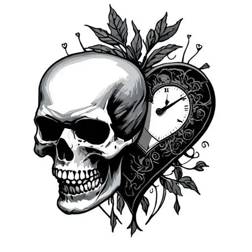 Skull Time Love Heart