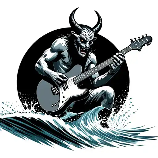 Devil Playing Guitar While Water Skiing