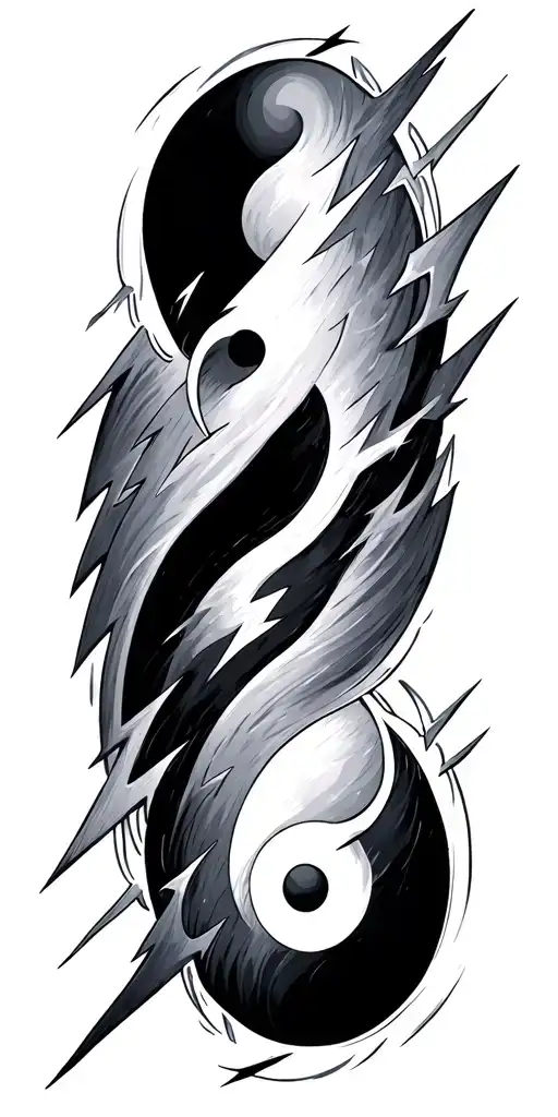 Lightning Bolts Yin And Yang