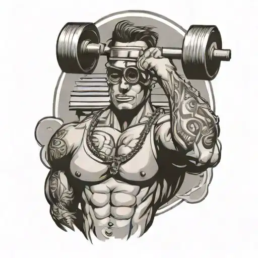 Gangster Holding A Dumbbell With A Halo Above His Head