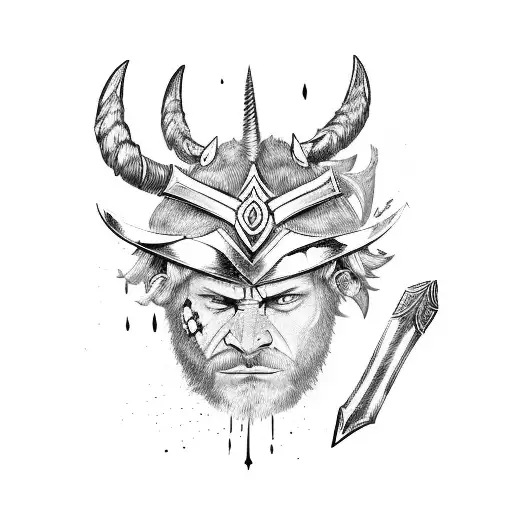A Fierce Norse Warrior Wielding A Battle Axe And Wearing A Horned Helmet