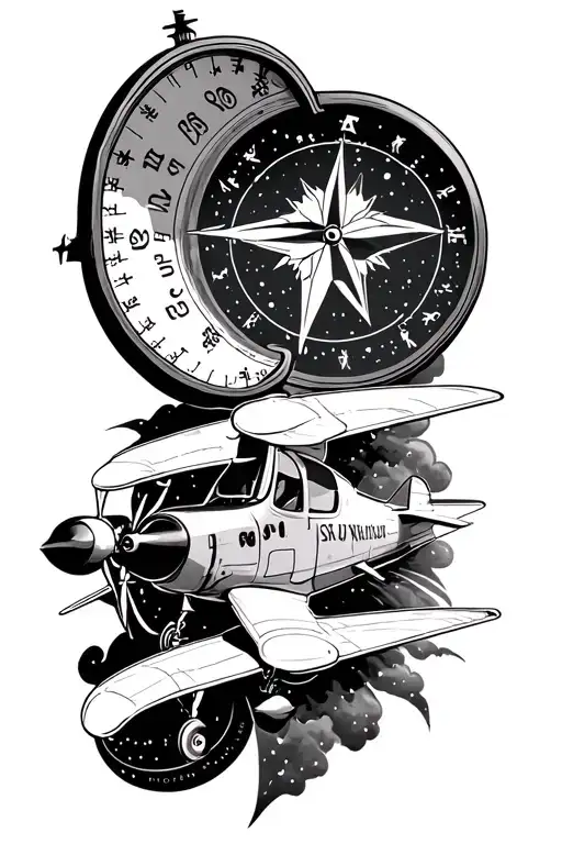 North Star Compass With Cessna Aviation Sky Full