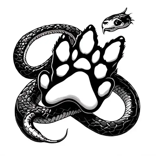Dog Paw Print And Snake Slithering