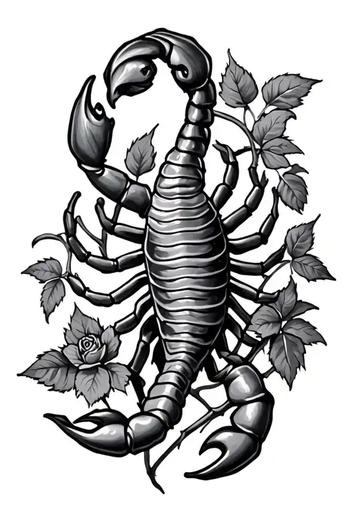 Scorpion Wrapped Around Rose Vine