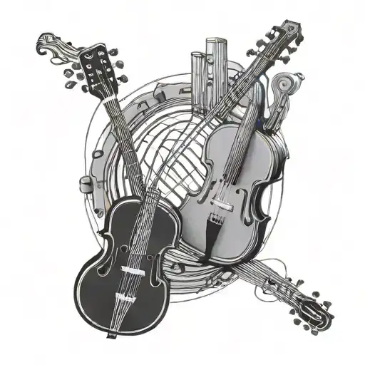Guitar And Double Bass Unified Dashed Background