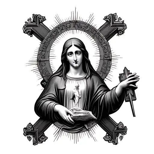 Virgin Mary With Crusifixion