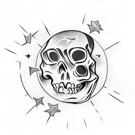 Skeletons With Fire And The Moon And Stars