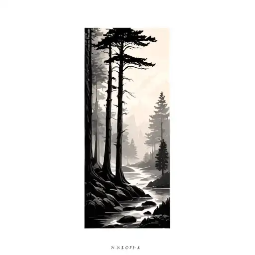 Faded Dense Forest Landscape