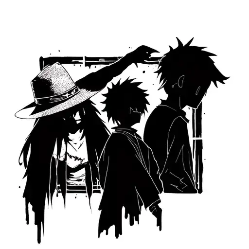 Luffy And Shanks Silhouette With Manga Panel In Background