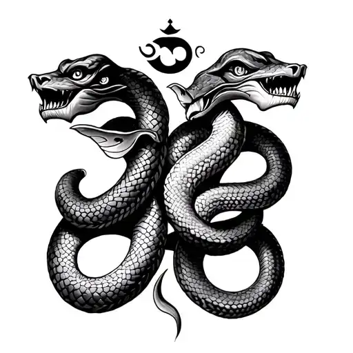 Create Ohm Hindu Ohm Sign With Three Head Snakes Wrapped