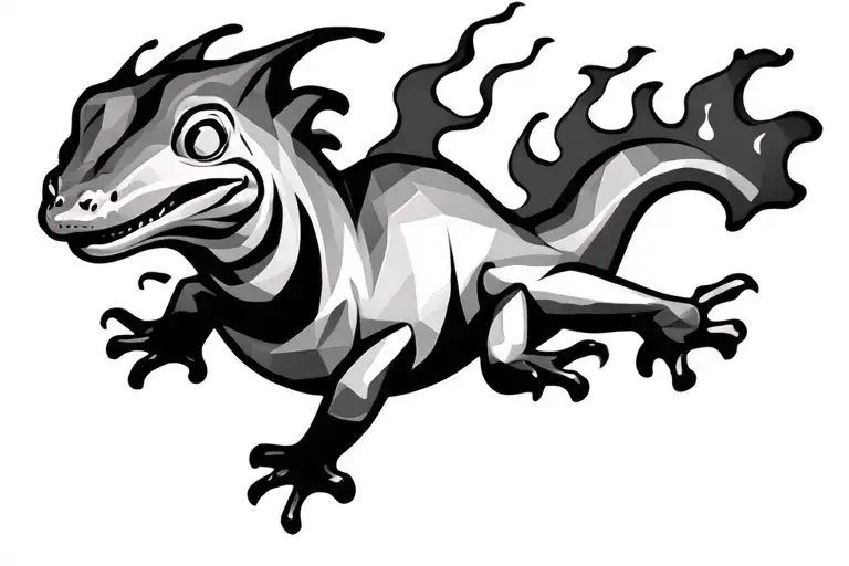 Salamander On Fire Geometric Style