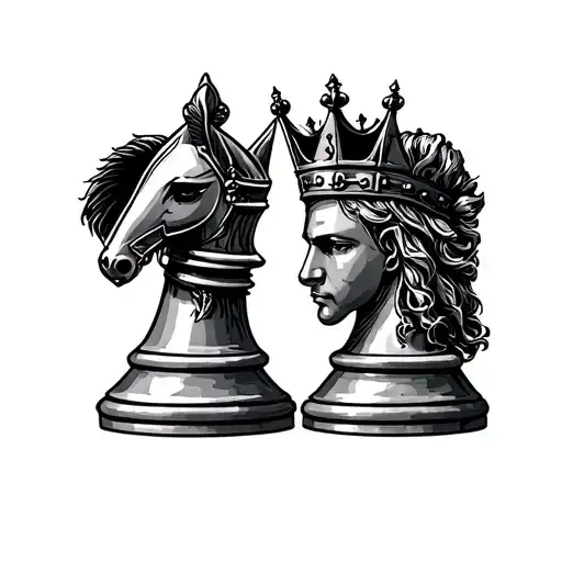 Chess Piece Knight And A Queen's Crown