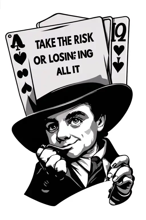 Monopoly Person Holding Card With Eye In Middle That Say Take The Risk Or Losing It All
