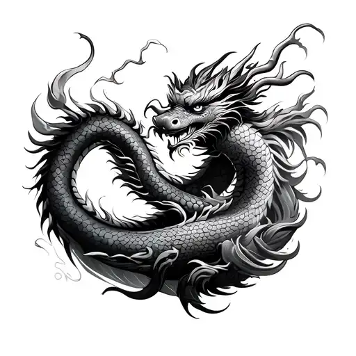 Chinese Dragon Wrapped Around Thigh