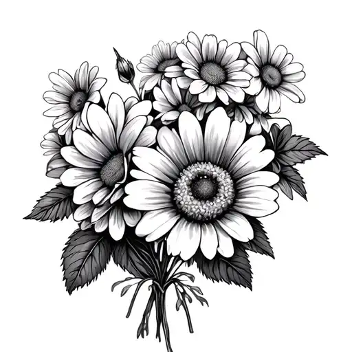 Bouquet Of Daisy's Violets Honeysuckle Rose