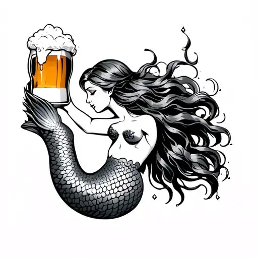 Mermaid Serving Beer