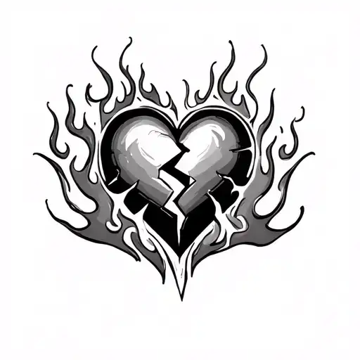 Broken Heart Love Time Flames
