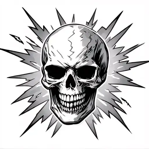 Deathshead Skull With Lightening Bolts Emanating