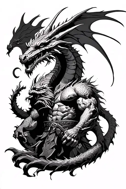 Fantasy Battle Scene With Viking And Dragon Wrapped