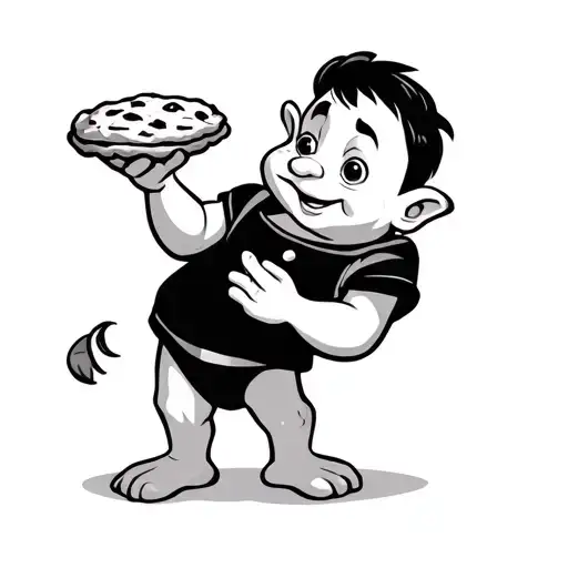 Baby Fred Flinstone Holding A Pie