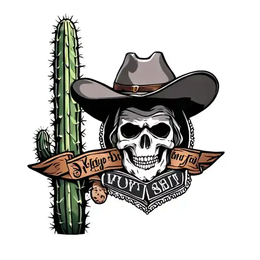 Western Tattoo With Cactus And Badge