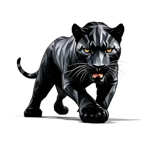 God Is Greater Than High And Low Poly Black Panther Walking