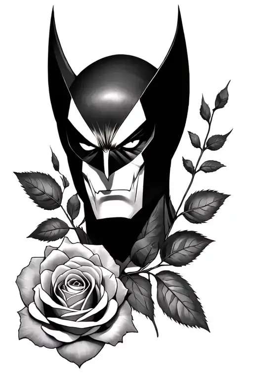 Shadow Xmen Wolverine Face With A Rose In The Background