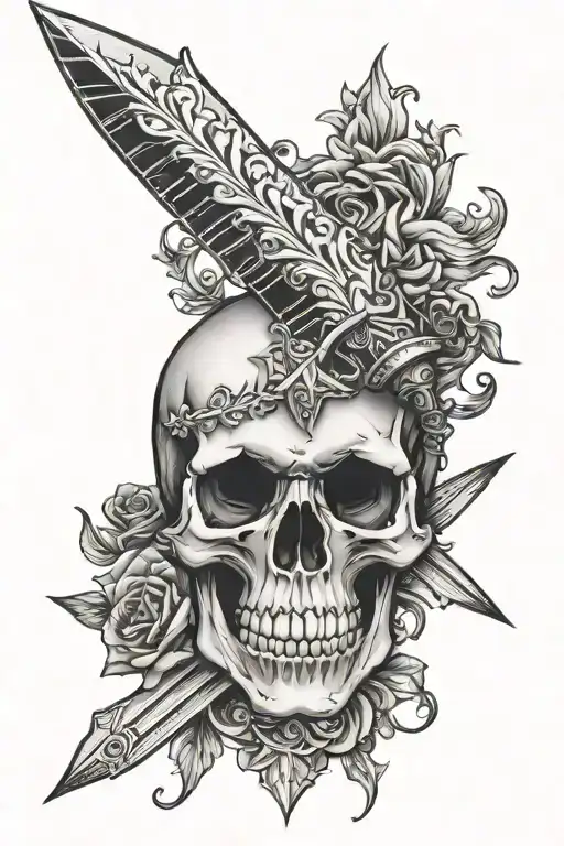 Skull With Dagger Piercing