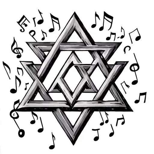 Music Notes Making The Shape Of Star Of David