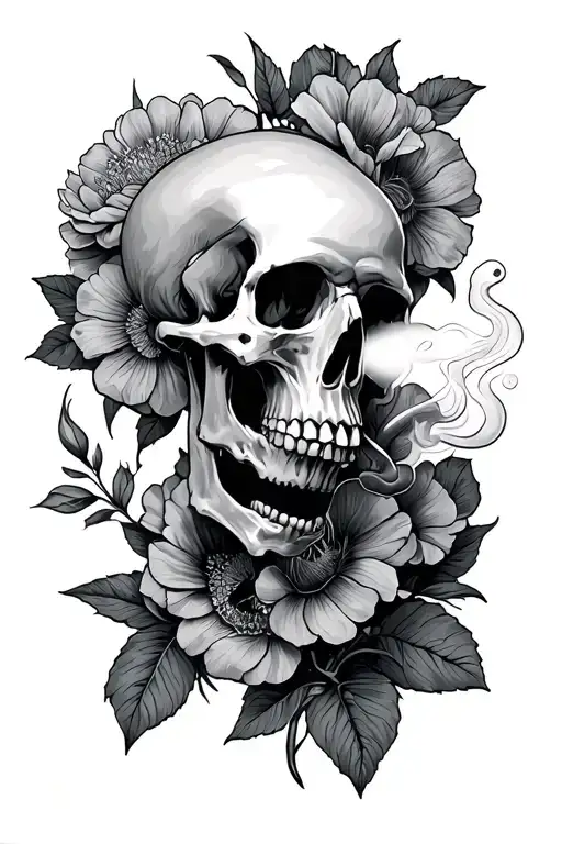 Floral Skeleton Smoking