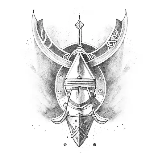 Viking Ship With A Viking Jumps Into Water